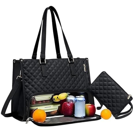X9X® 3 in 1 Women Tote Bag | Stylish Handbag Set with Insulated Lunch Compartment & Purse