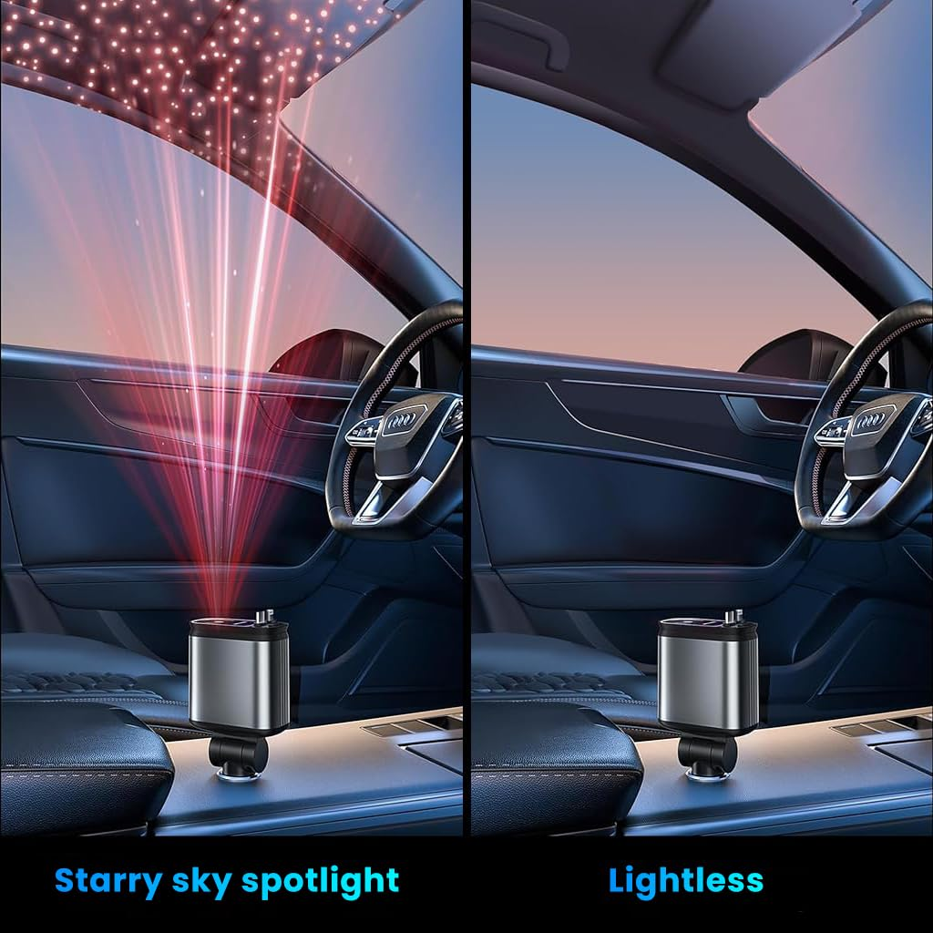 X9X® 4-in-1 Ultra Fast Retractable Car Charger with Starry Sky Lights & Dual USB Ports