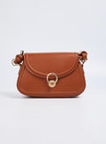 Women Solid Sling Bag with Twist Lock Closure