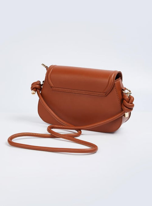 Women Solid Sling Bag with Twist Lock Closure