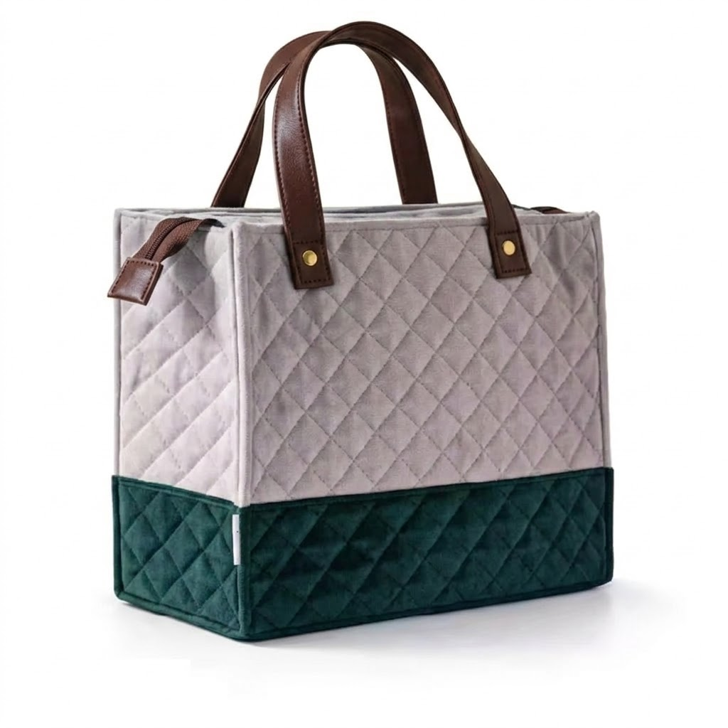 X9X® Stylish Insulated Lunch Bag | Waterproof Quilted Tiffin Tote Bag for Office College Travel Picnic