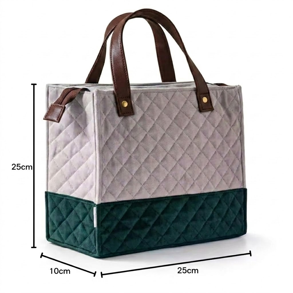 X9X® Stylish Insulated Lunch Bag | Waterproof Quilted Tiffin Tote Bag for Office College Travel Picnic