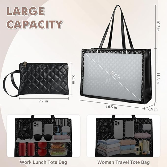 X9X® 3 in 1 Women Tote Bag | Stylish Handbag Set with Insulated Lunch Compartment & Purse