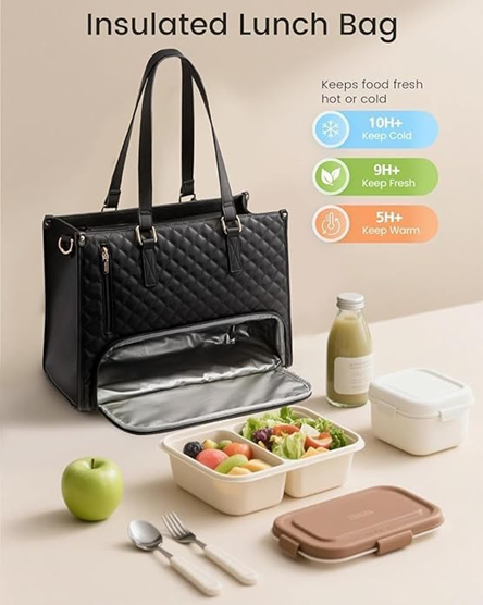 X9X® 3 in 1 Women Tote Bag | Stylish Handbag Set with Insulated Lunch Compartment & Purse
