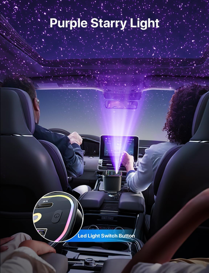 X9X® 4-in-1 Ultra Fast Retractable Car Charger with Starry Sky Lights & Dual USB Ports