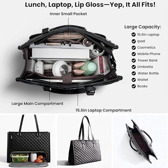 X9X® 3 in 1 Women Tote Bag | Stylish Handbag Set with Insulated Lunch Compartment & Purse