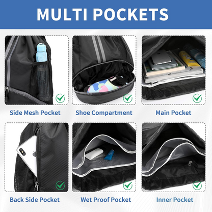 X9X® Drawstring Backpack | Gym Bag with Shoes Compartment for Soccer, Basketball, Swim | Water-Resistant String Backpack Beach Cinch for Women / Men