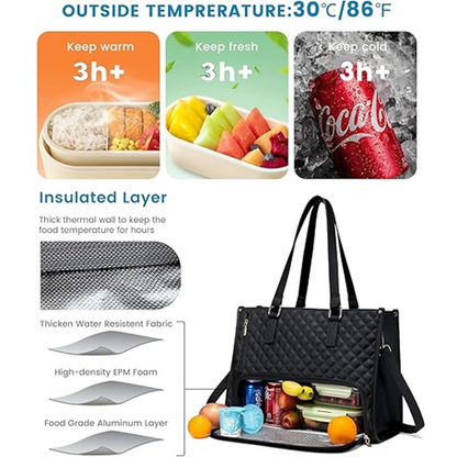 X9X® 3 in 1 Women Tote Bag | Stylish Handbag Set with Insulated Lunch Compartment & Purse