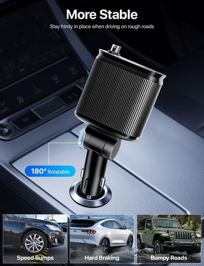 X9X® 4-in-1 Ultra Fast Retractable Car Charger with Starry Sky Lights & Dual USB Ports