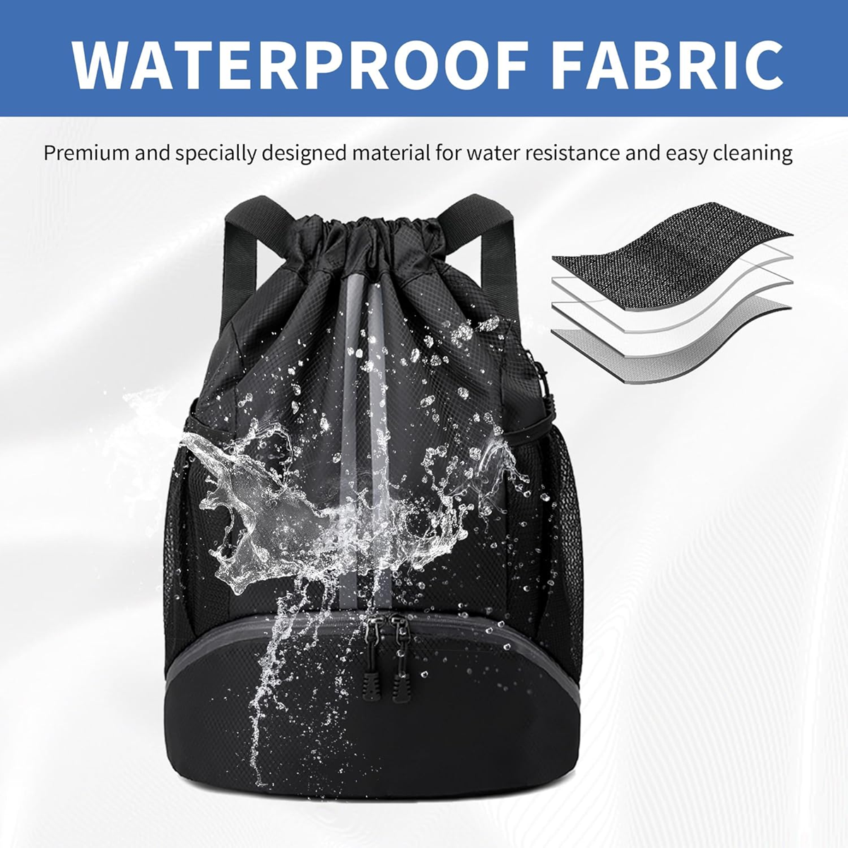 X9X® Drawstring Backpack | Gym Bag with Shoes Compartment for Soccer, Basketball, Swim | Water-Resistant String Backpack Beach Cinch for Women / Men