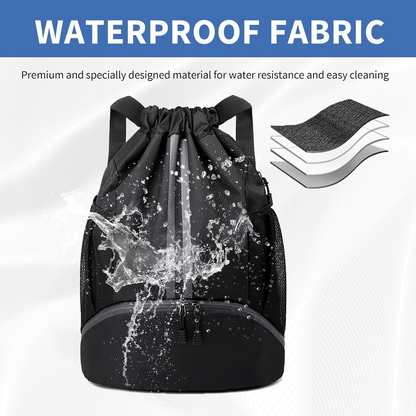X9X® Drawstring Backpack | Gym Bag with Shoes Compartment for Soccer, Basketball, Swim | Water-Resistant String Backpack Beach Cinch for Women / Men