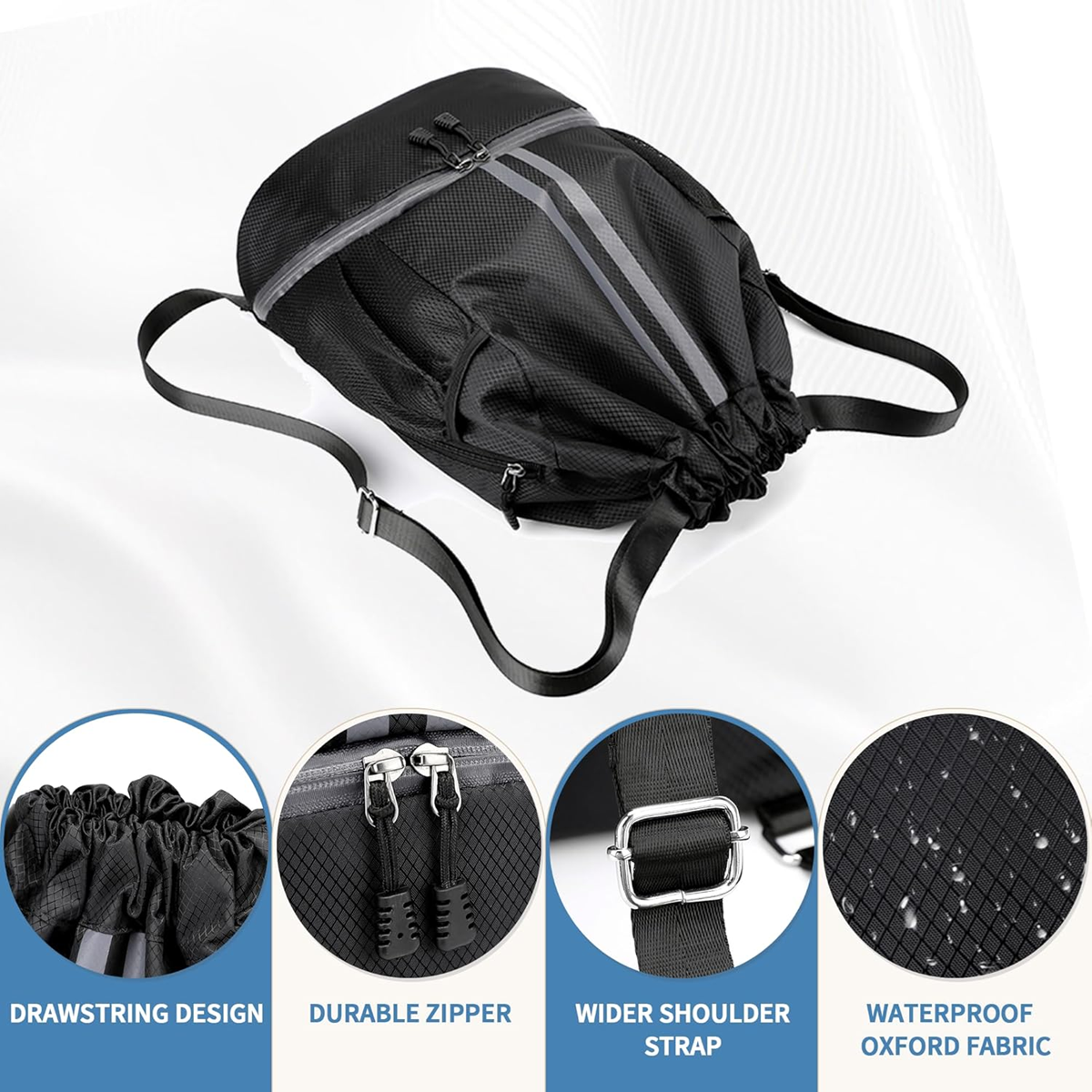 X9X® Drawstring Backpack | Gym Bag with Shoes Compartment for Soccer, Basketball, Swim | Water-Resistant String Backpack Beach Cinch for Women / Men