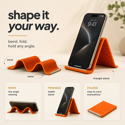 X9X® Flexible Silicone Phone Stand — Foldable, Rollable & Travel-Ready