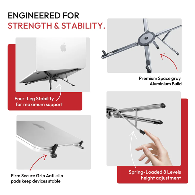 X9X® 3-in-1 360° MagLock Stand - Laptop Riser, Phone & Tablet Stand