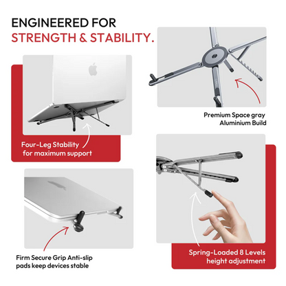 X9X® 3-in-1 360° MagLock Stand - Laptop Riser, Phone & Tablet Stand