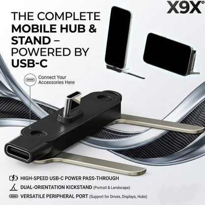 X9X® Type C 9 A 0 m 240W USB-C Fast Charging Foldable Mobile Stand with Portable Keychain