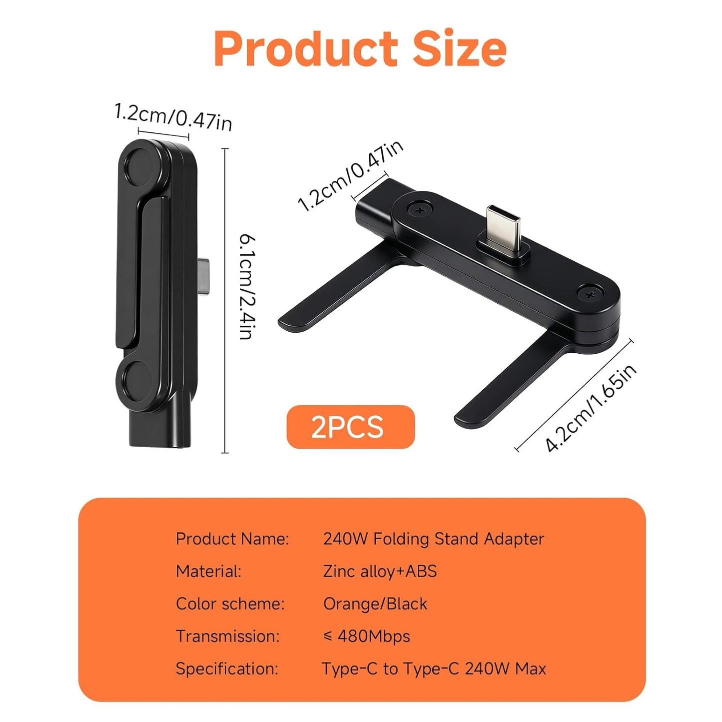 X9X® Type C 9 A 0 m 240W USB-C Fast Charging Foldable Mobile Stand with Portable Keychain