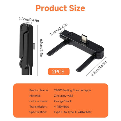 X9X® Type C 9 A 0 m 240W USB-C Fast Charging Foldable Mobile Stand with Portable Keychain
