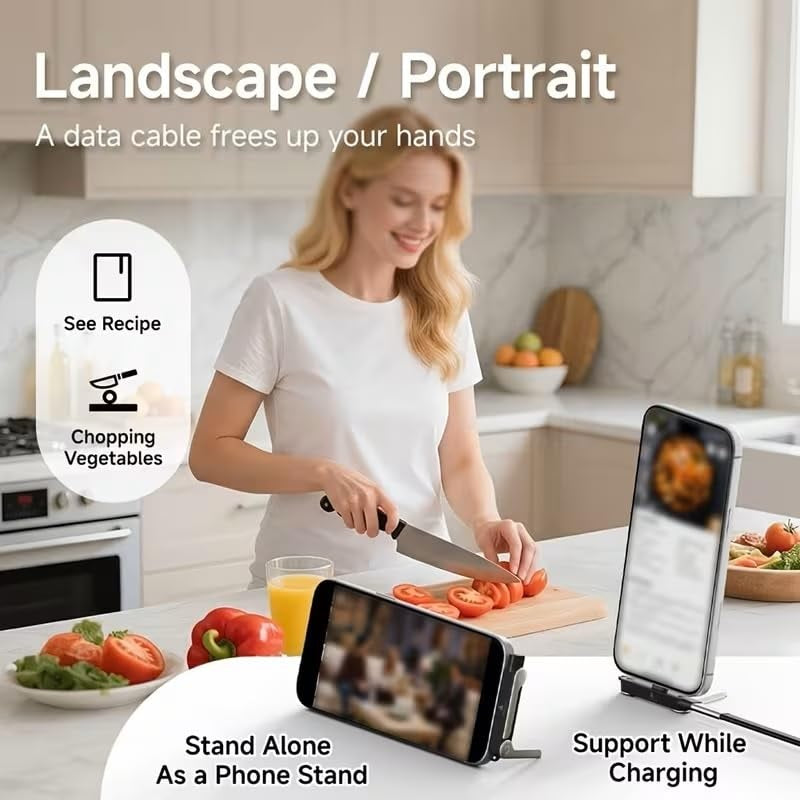 X9X® Type C 9 A 0 m 240W USB-C Fast Charging Foldable Mobile Stand with Portable Keychain