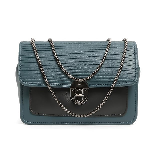 X9X® Women Sling Bag Casual Crossbody Bag with Zipper Pockets (Black/Blue)