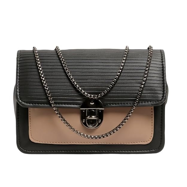 X9X® Women Sling Bag Casual Crossbody Bag with Zipper Pockets (Black/Brown)