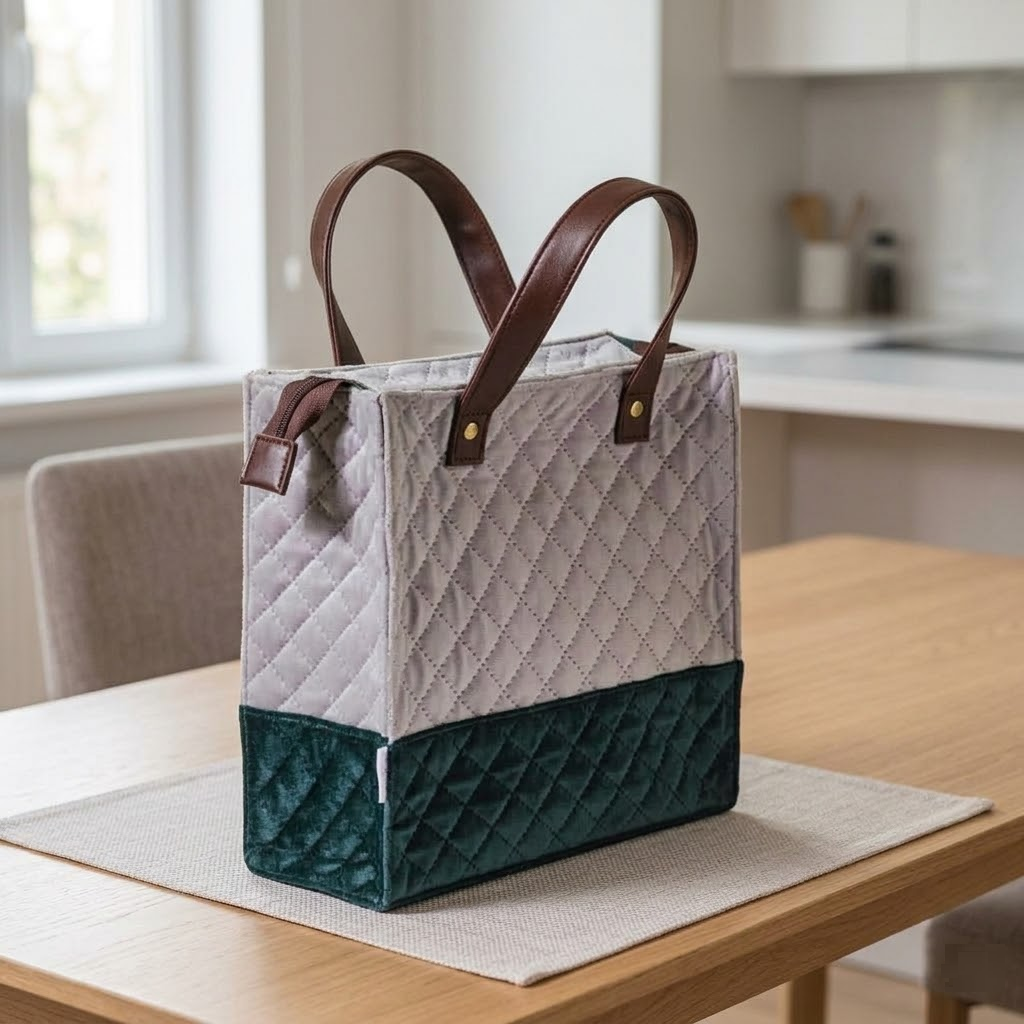 X9X® Stylish Insulated Lunch Bag | Waterproof Quilted Tiffin Tote Bag for Office College Travel Picnic