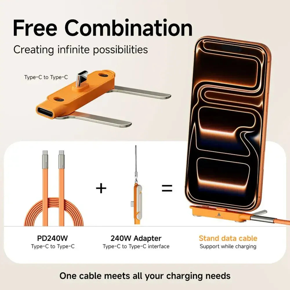 X9X® Super Flexible Type-C Charging Adaptor (Metal) with Folding Stand for Mobile Phones