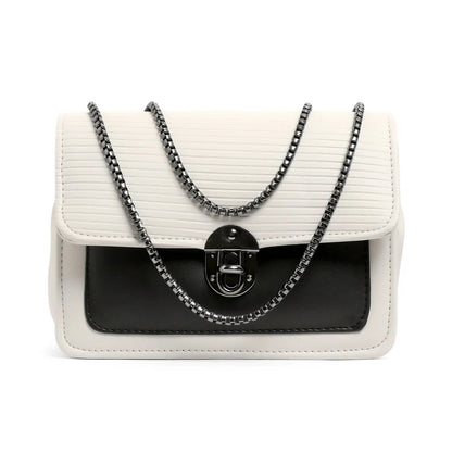 X9X® Women Sling Bag Casual Crossbody Bag with Zipper Pockets (Black/White)